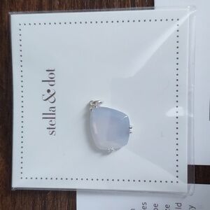 Stella & Dot blue lace agate silver pendant, Family Intention, New In Box